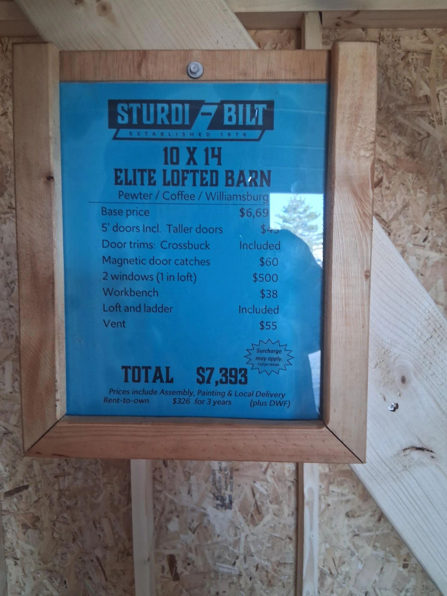 Sturdi-Bilt Lot Inventory 10x14 Elite Lofted Barn Price