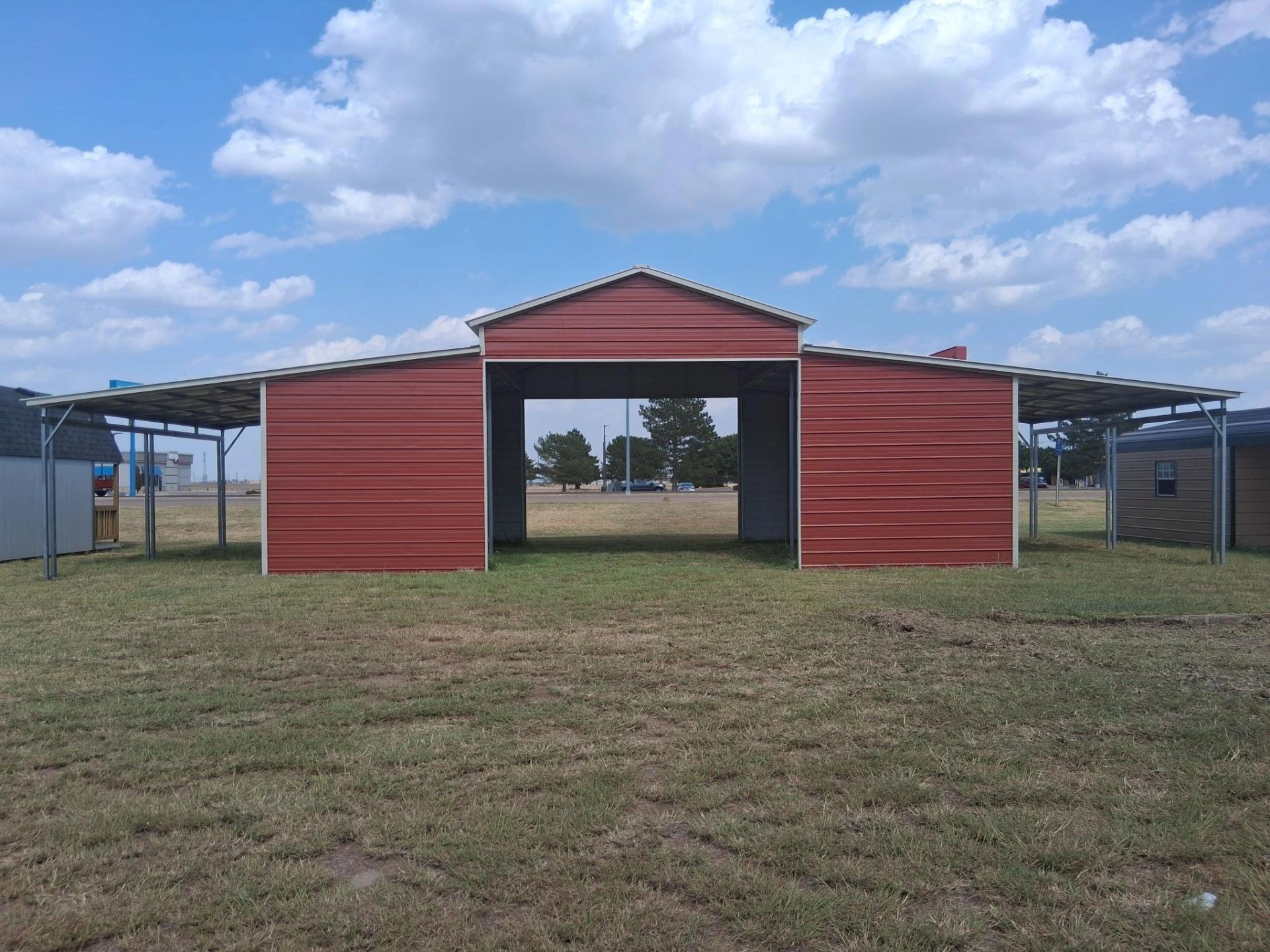Tubular Steel Buildings Texas Barn with Lean-tos